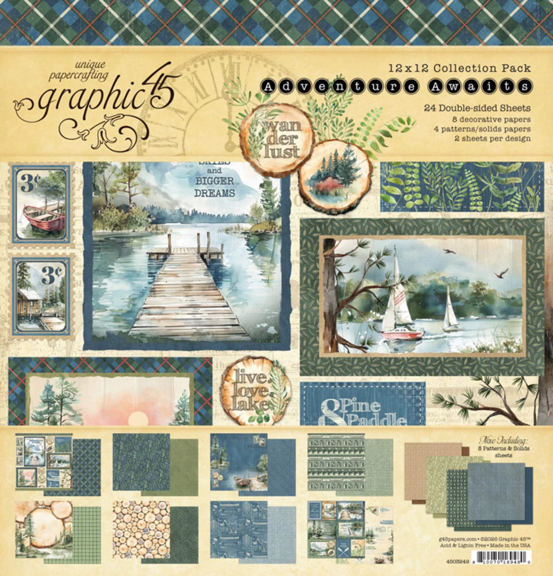 Graphic 45 - Adventure Awaits - Paper Pad - 12 x 12"