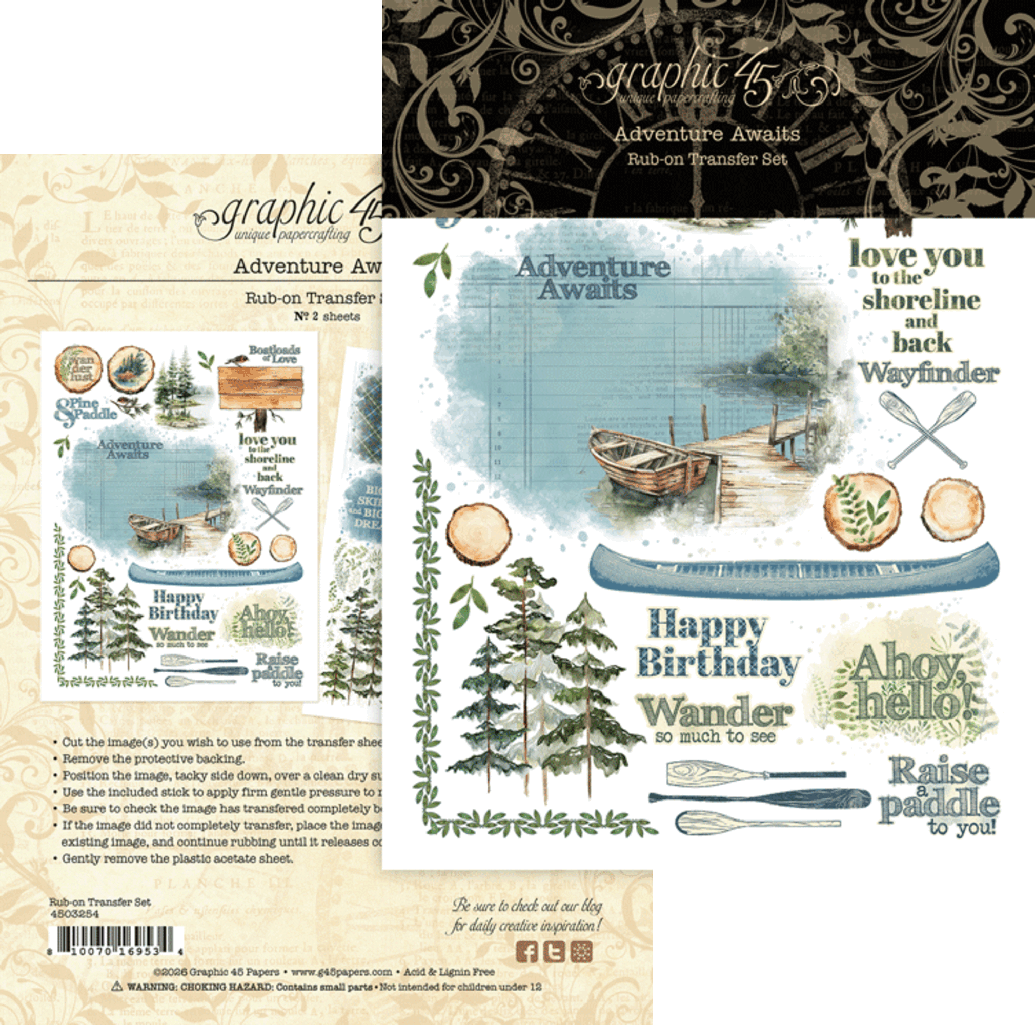 Graphic 45 - Rub On Transfers - Adventure Awaits