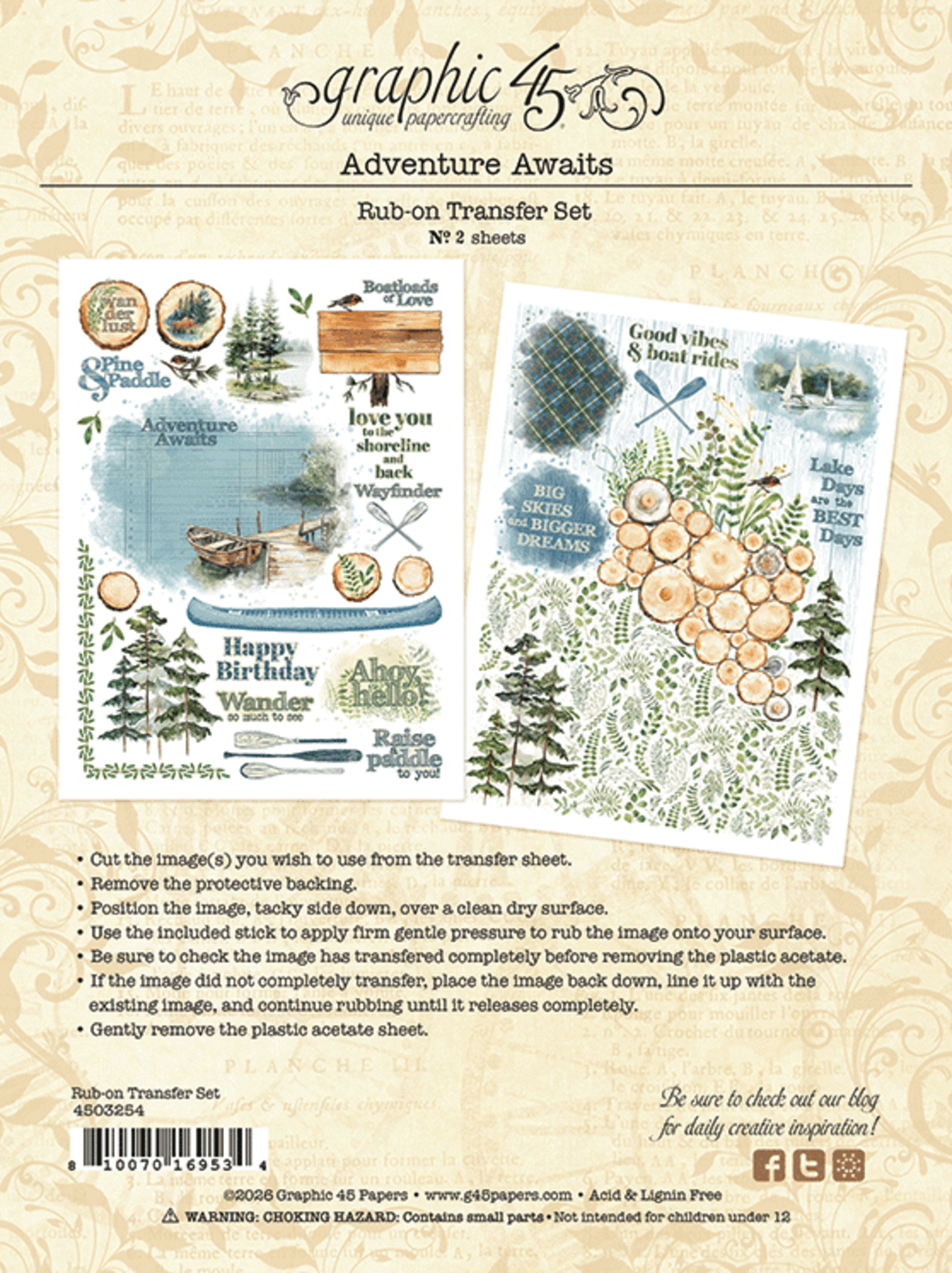 Graphic 45 - Rub On Transfers - Adventure Awaits