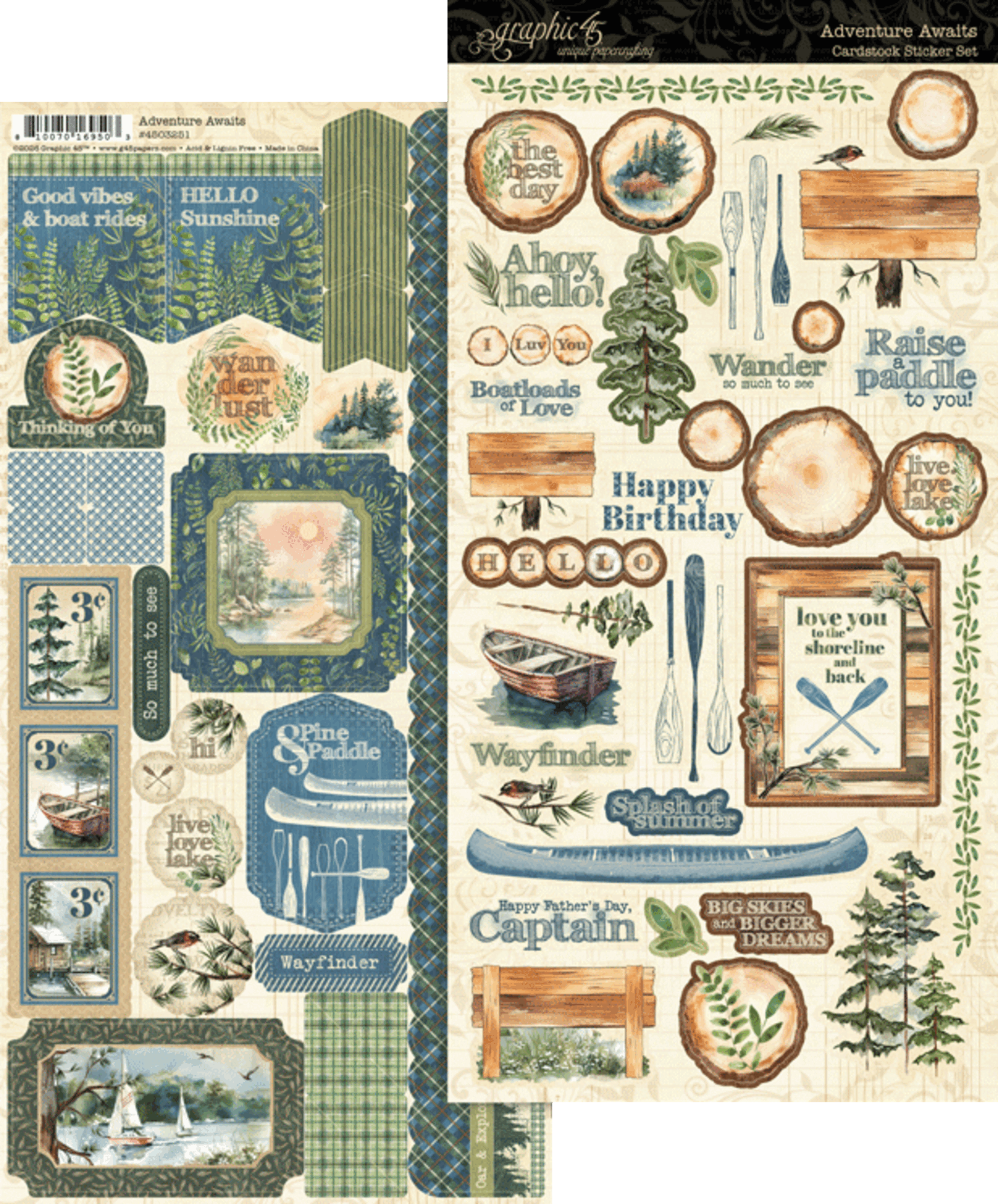 Graphic 45 - Adventure Awaits - Stickers- 12 x 12"