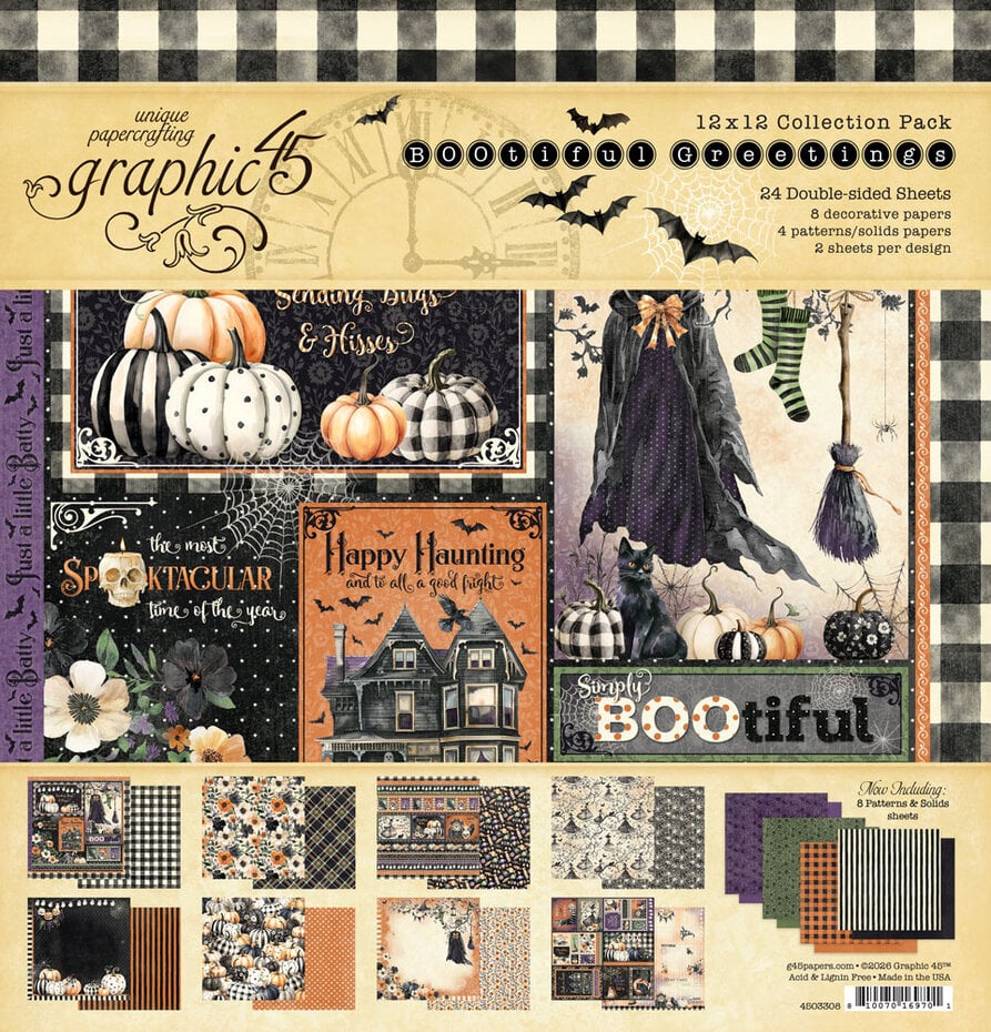 Graphic 45 - BOOtiful Greetings - Paper Pad - 12 x 12"