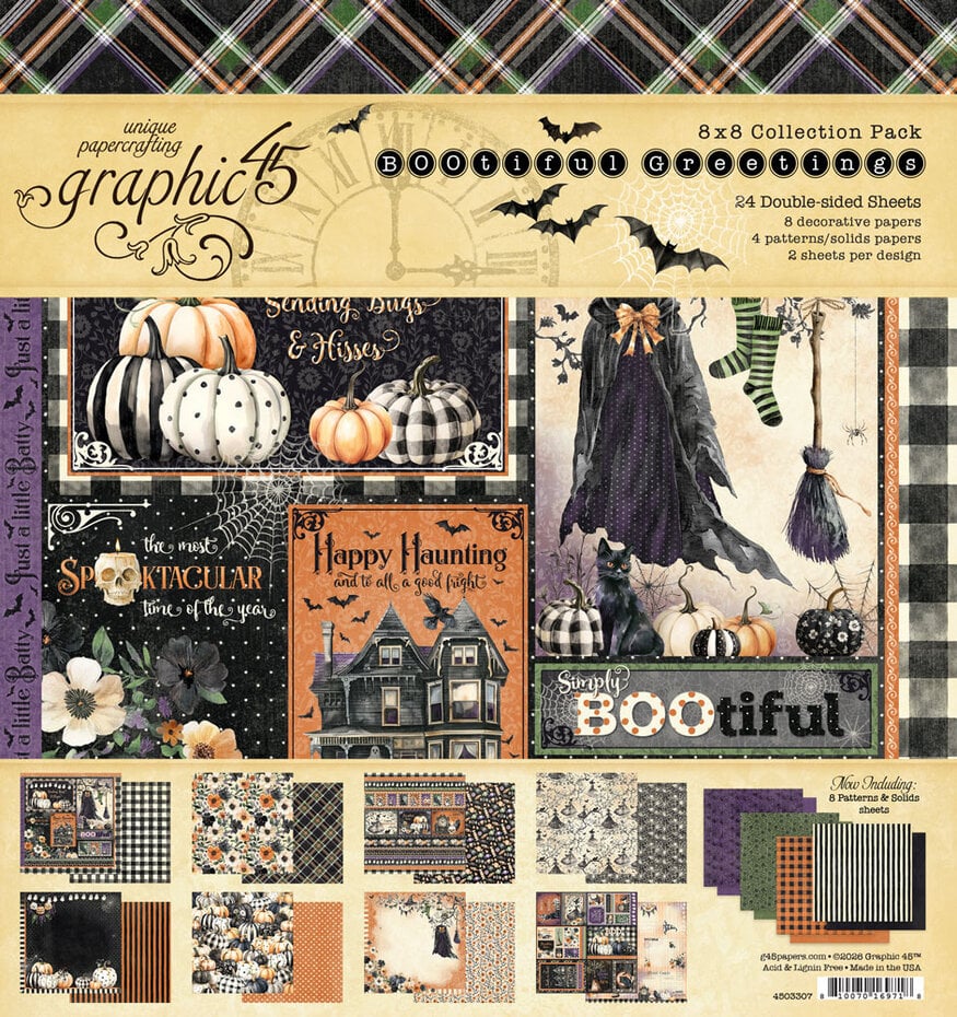 Graphic 45 - BOOtiful Greetings - Paper Pad  8x8"