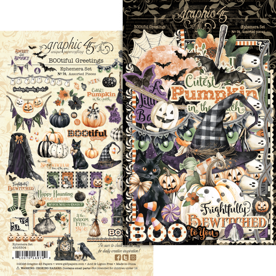 Graphic 45 -  BOOtiful Greetings - Ephemera Set