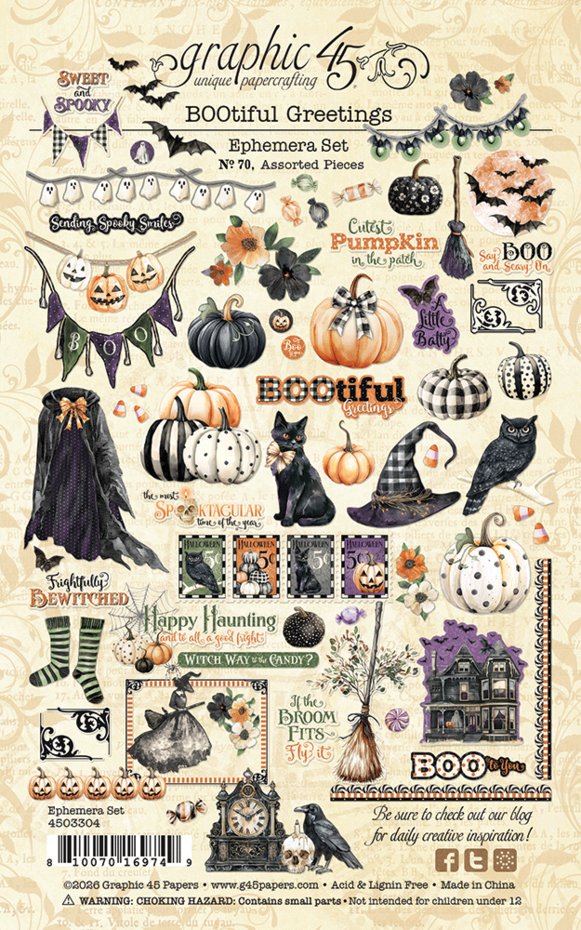 Graphic 45 -  BOOtiful Greetings - Ephemera Set