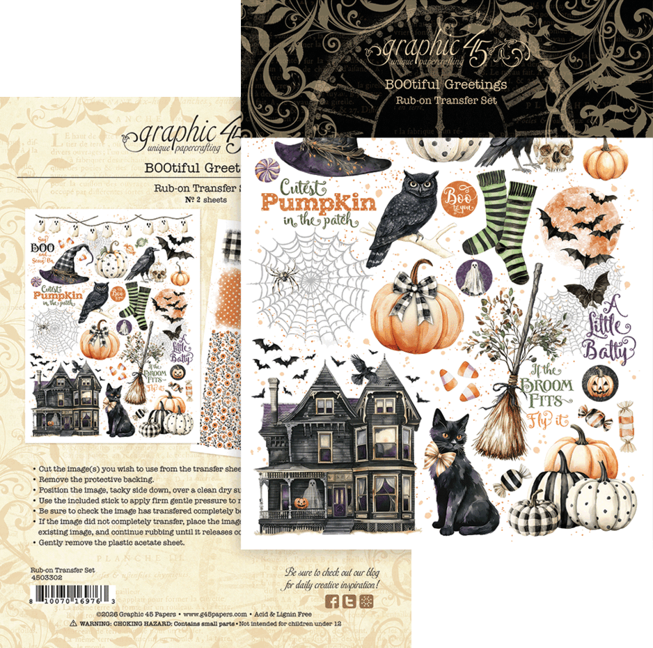 Graphic 45 - Rub On Transfers - BOOtiful Greetings