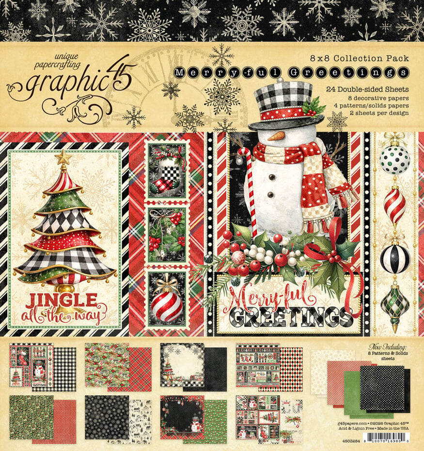Graphic 45 - Merry-ful Greetings - Paper Pad 8x8"