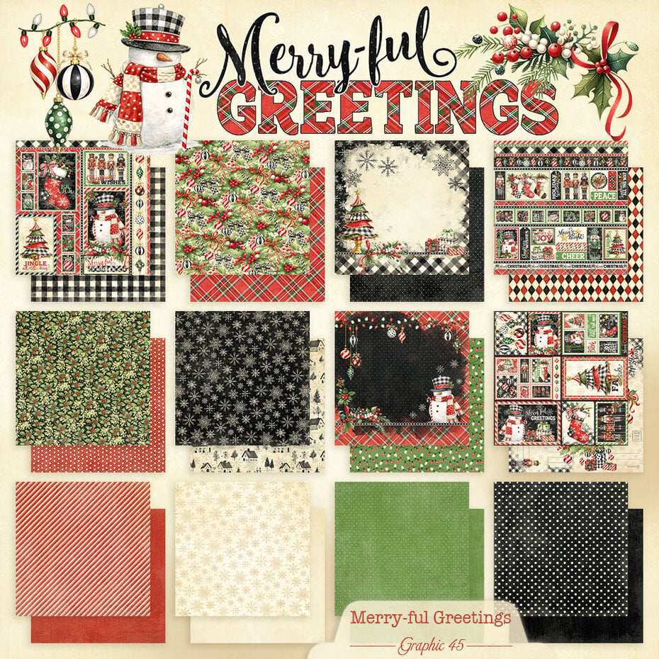 Graphic 45 - Merry-ful Greetings - Paper Pad 8x8"