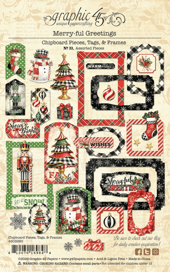 Graphic 45 - Merry-ful Greetings - Tags & Frames