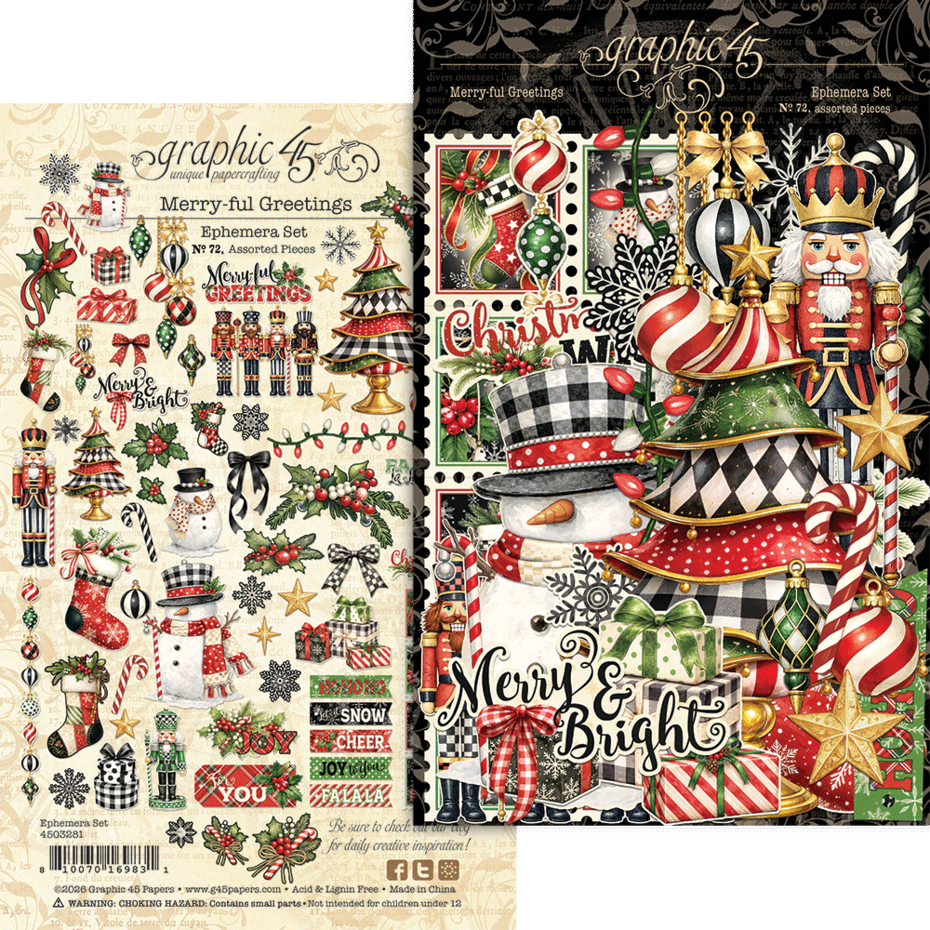 Graphic 45 - Merry-ful Greetings - Ephemera Set
