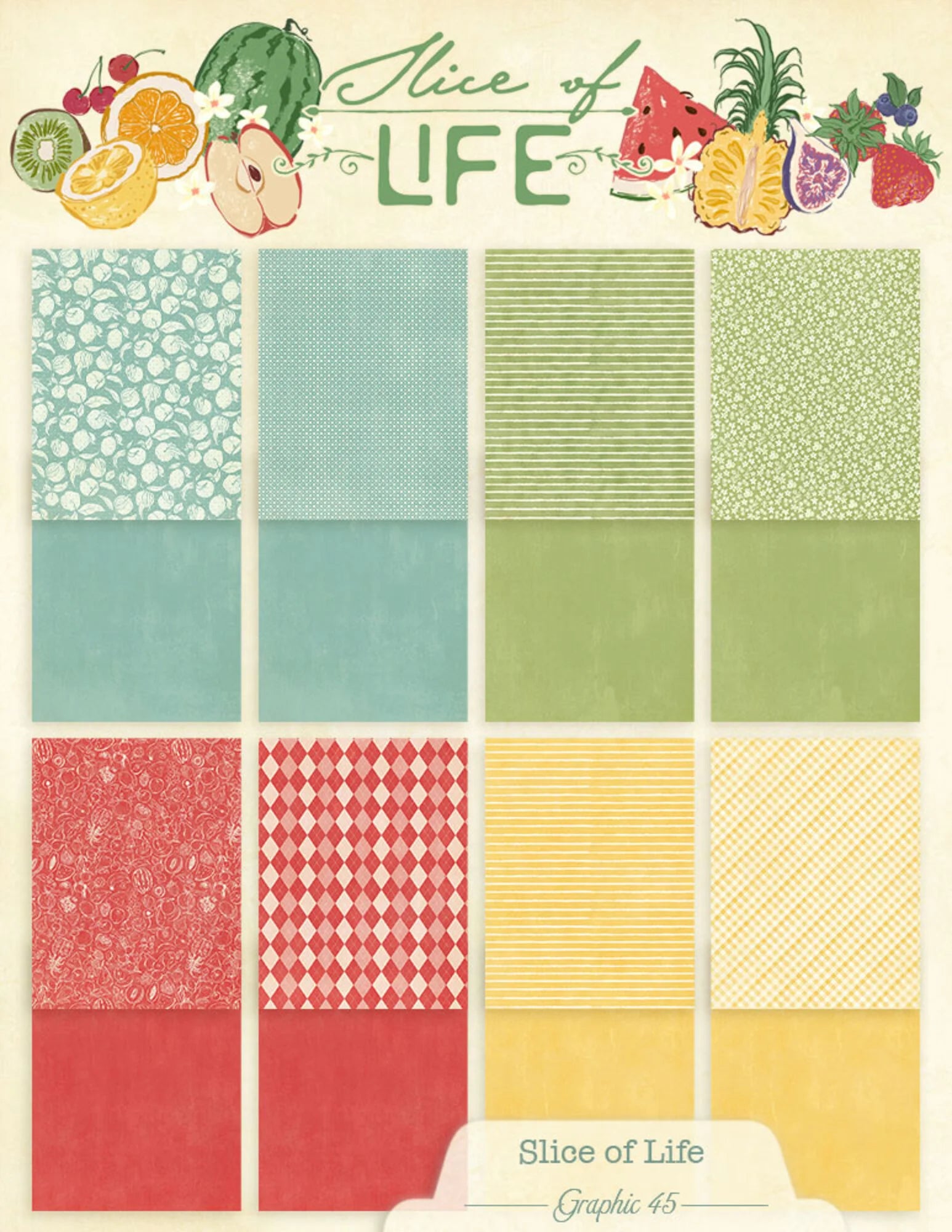 Graphic 45 -  Slice of Life - Patterns & Solids Paper Pad - 8,5 x 11"