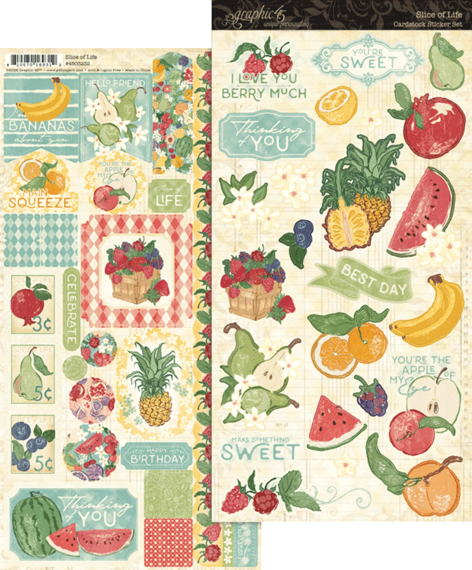 Graphic 45 - Slice of Life - Stickers- 12 x 12"