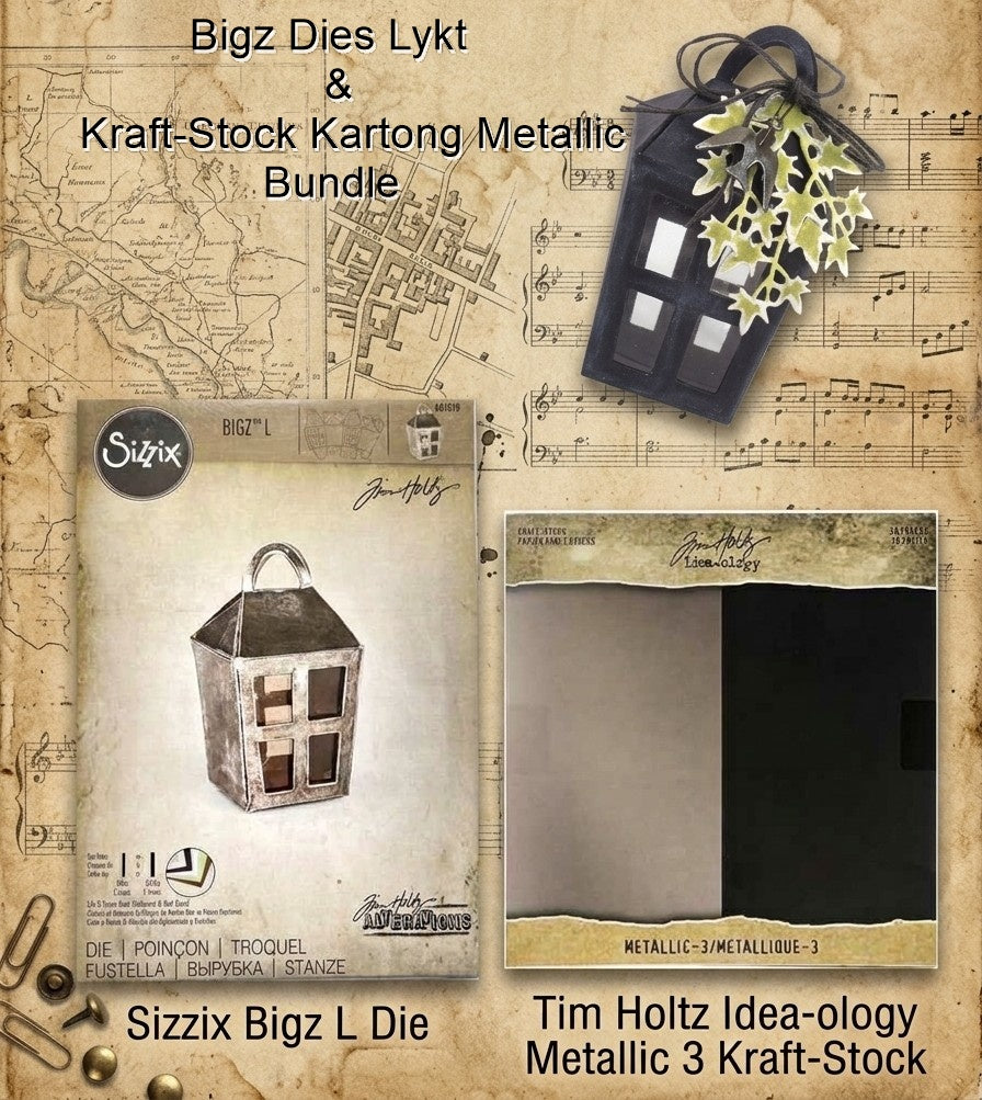 Lykt Bigz Dies & Kraft-Stock Kartong Bundle