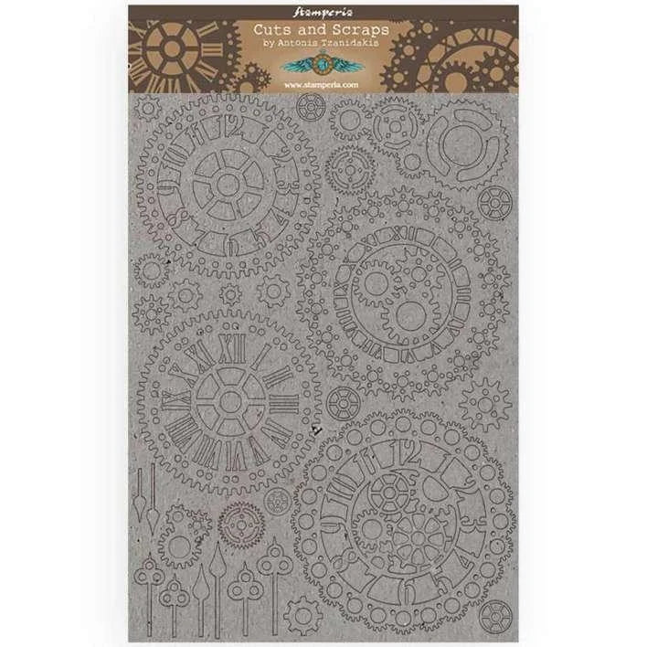 Stamperia - Sir Vagabond Aviator  -  Chipboard / Greyboard - Gears and Clocks