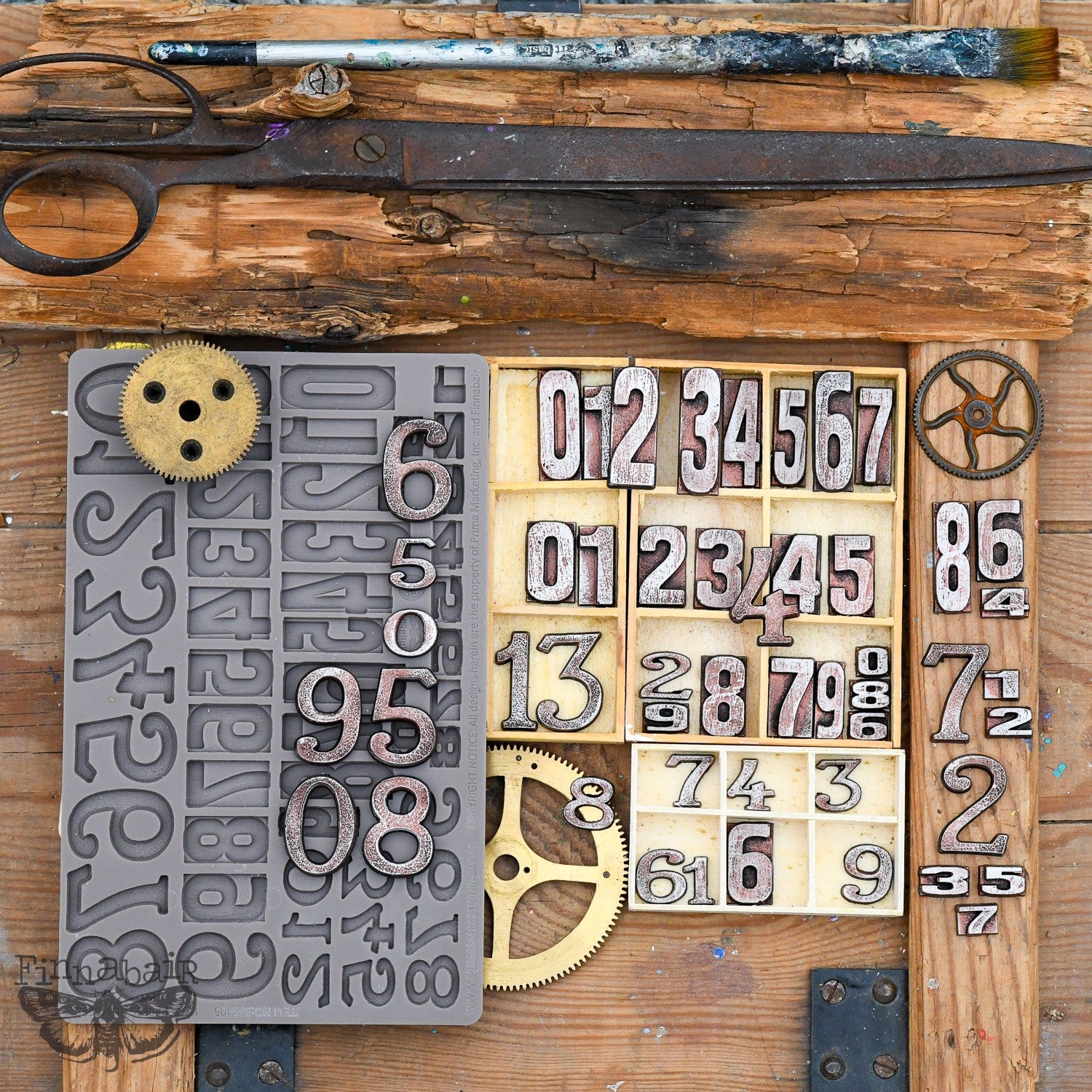 Prima - Finnabair Decor Mould - Letterpress Numbers