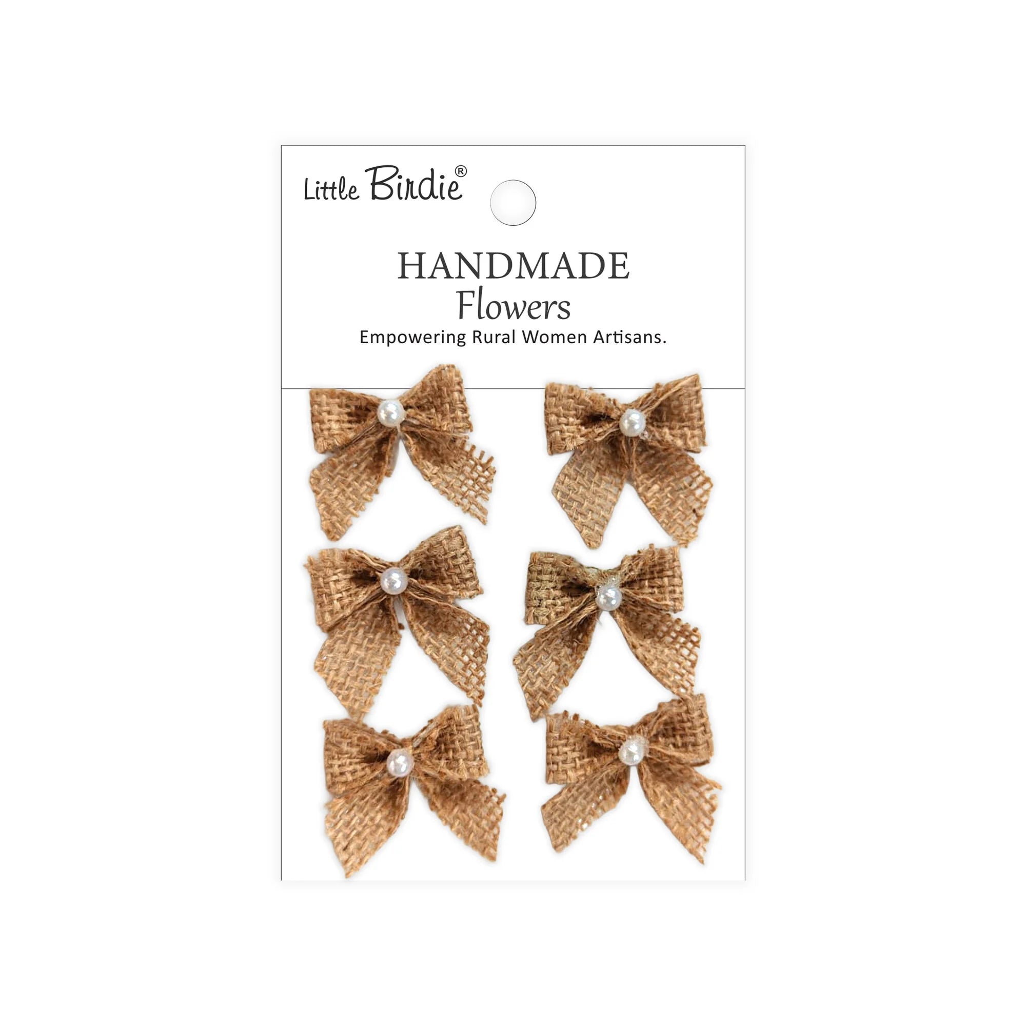 Little Birdie - Burlap Bow - Pearly Knot