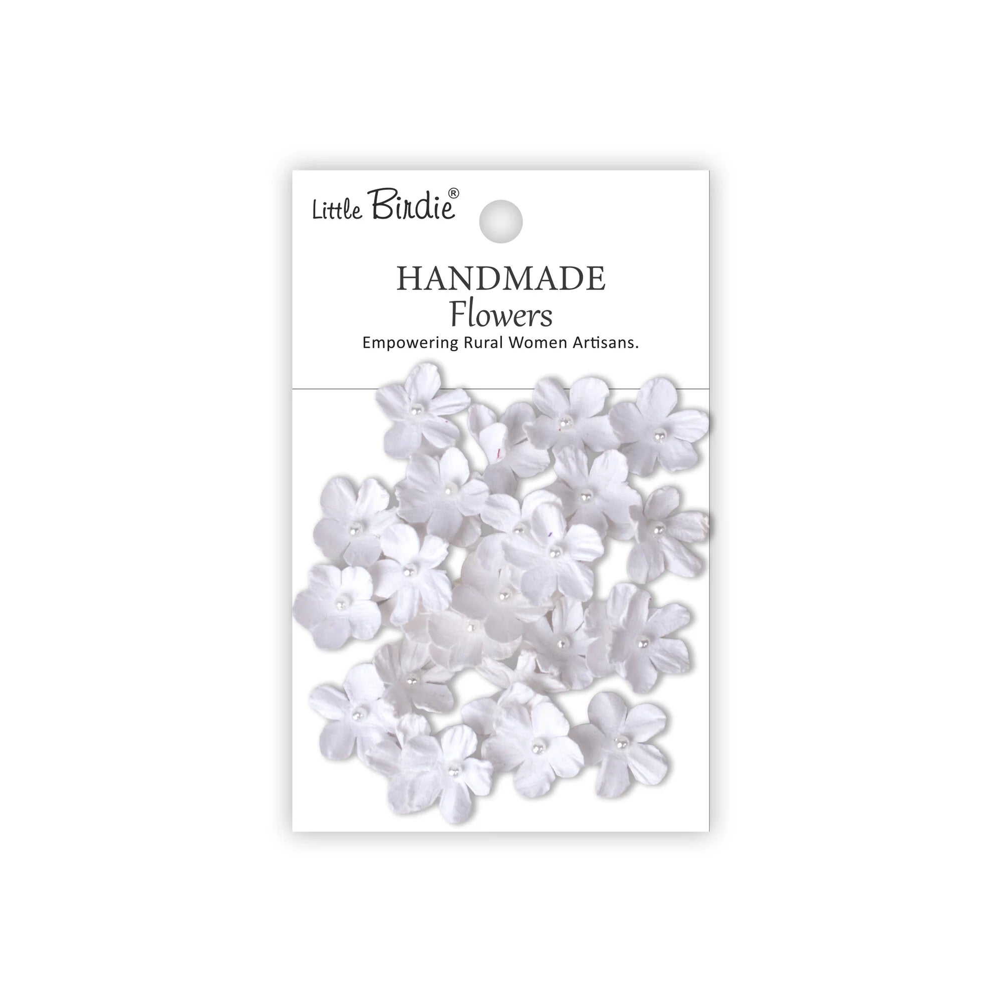 Little Birdie - Pearl Petites - paper flowers  - Frosty White