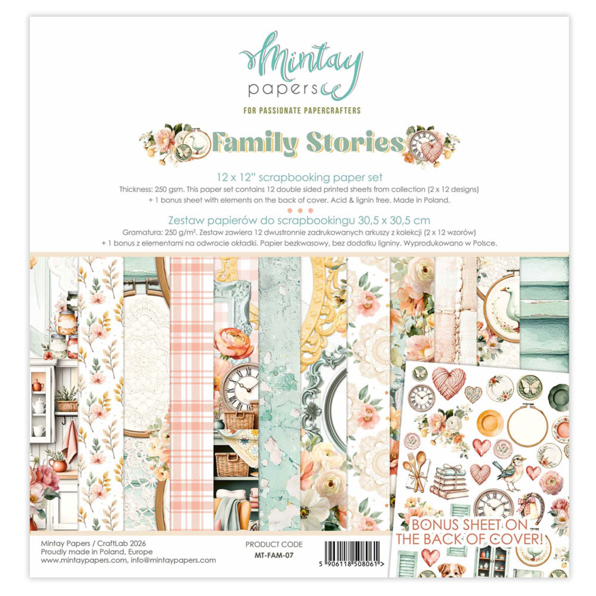 Mintay Papers - Family Stories - Paper Pack - 12 x 12"