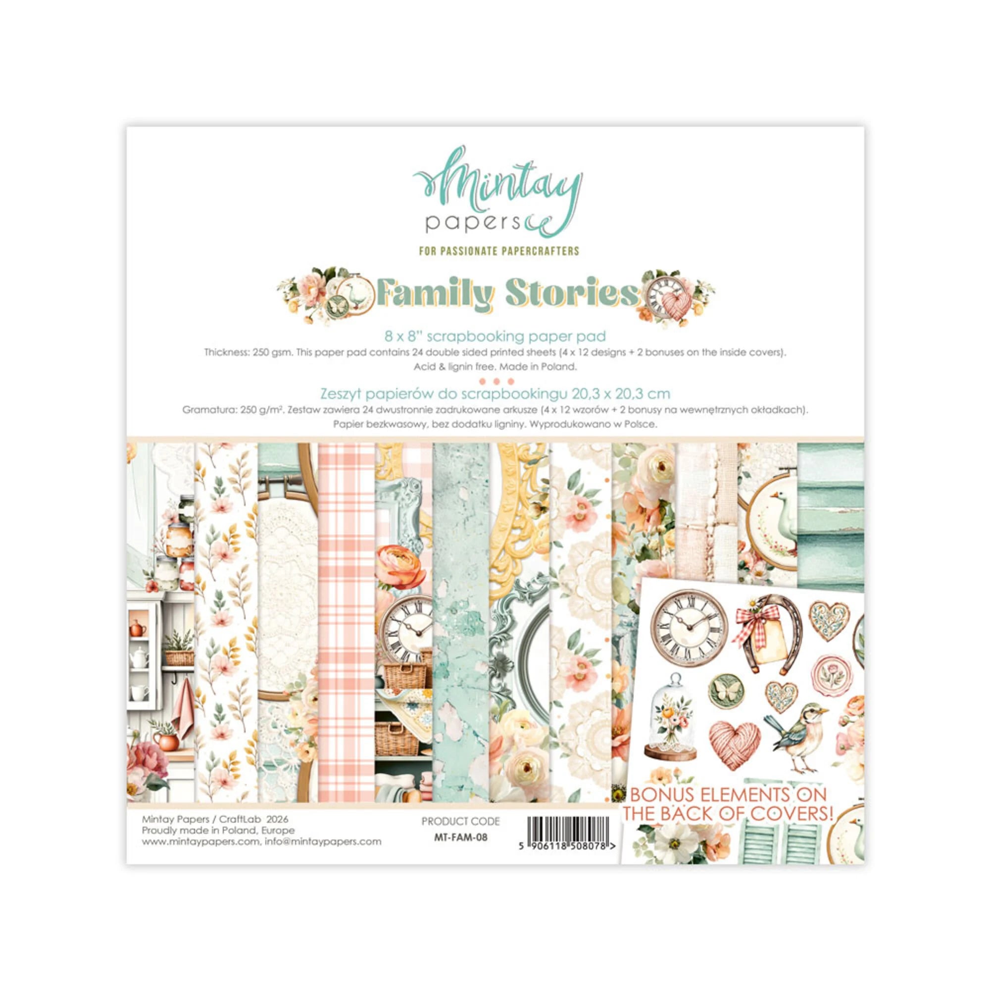 Mintay Papers - Family Stories - Paper Pad -  8 x 8"