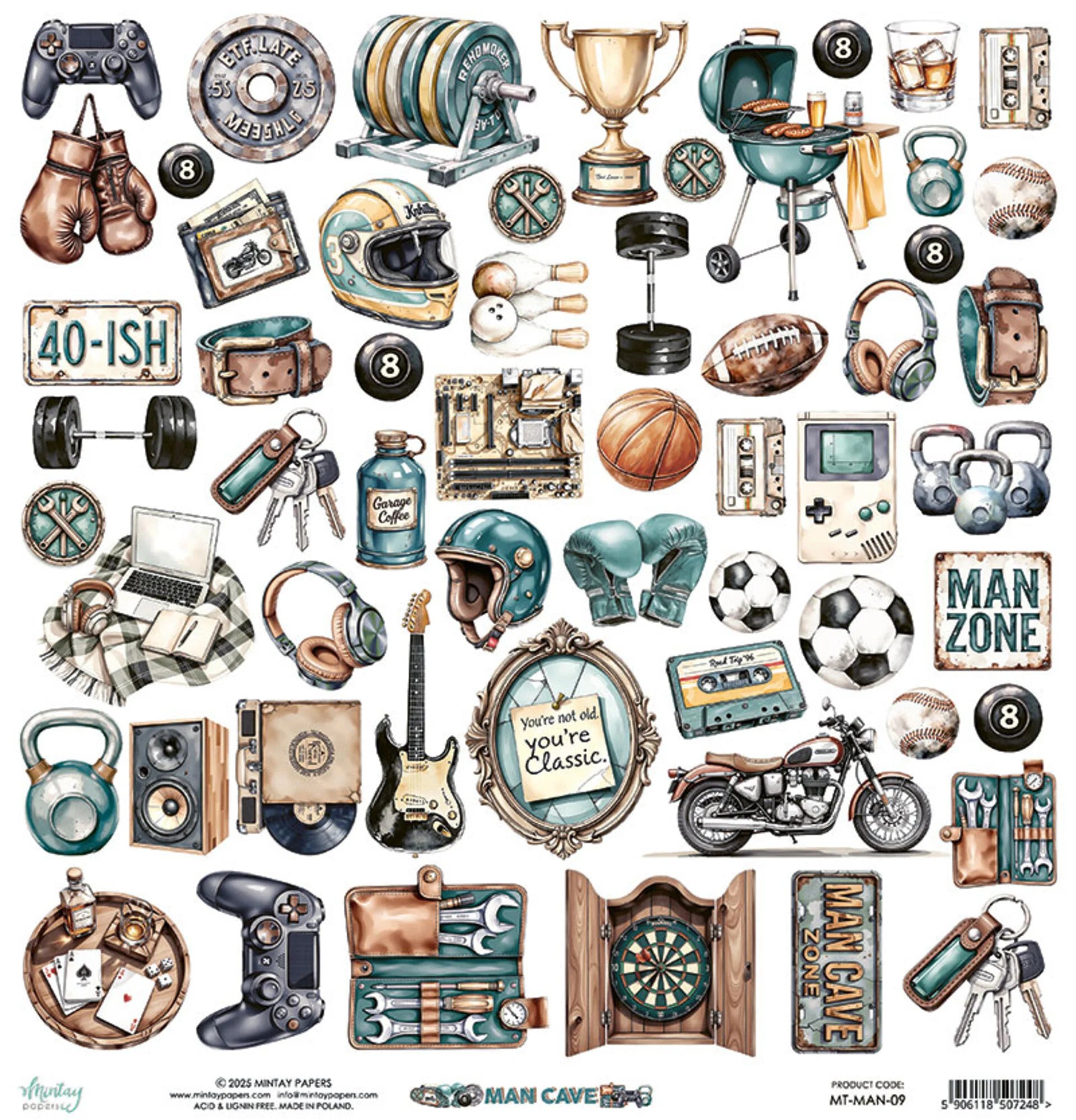 Mintay Papers - Man Cave - Paper Pack - 12 x 12"