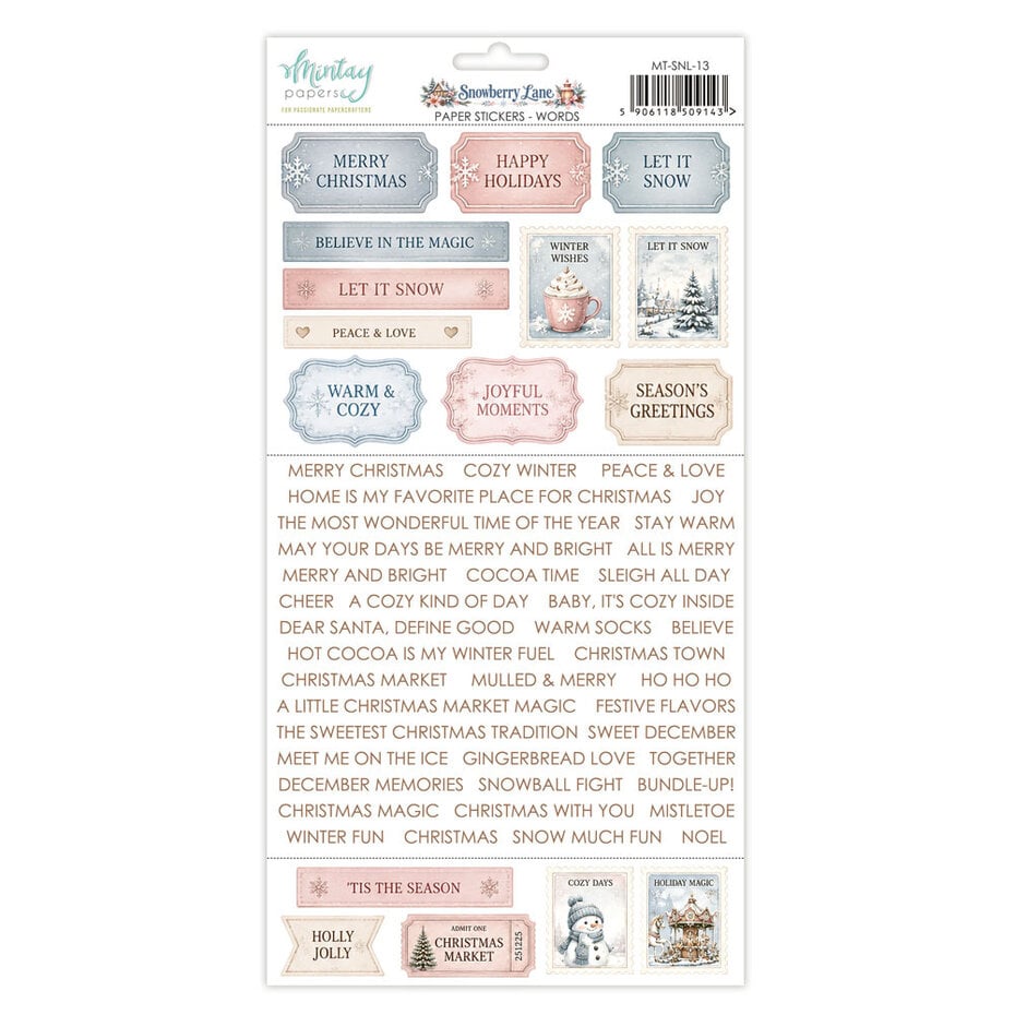 Mintay - Snowberry Lane - Paper Stickers Words - 6 x 12"