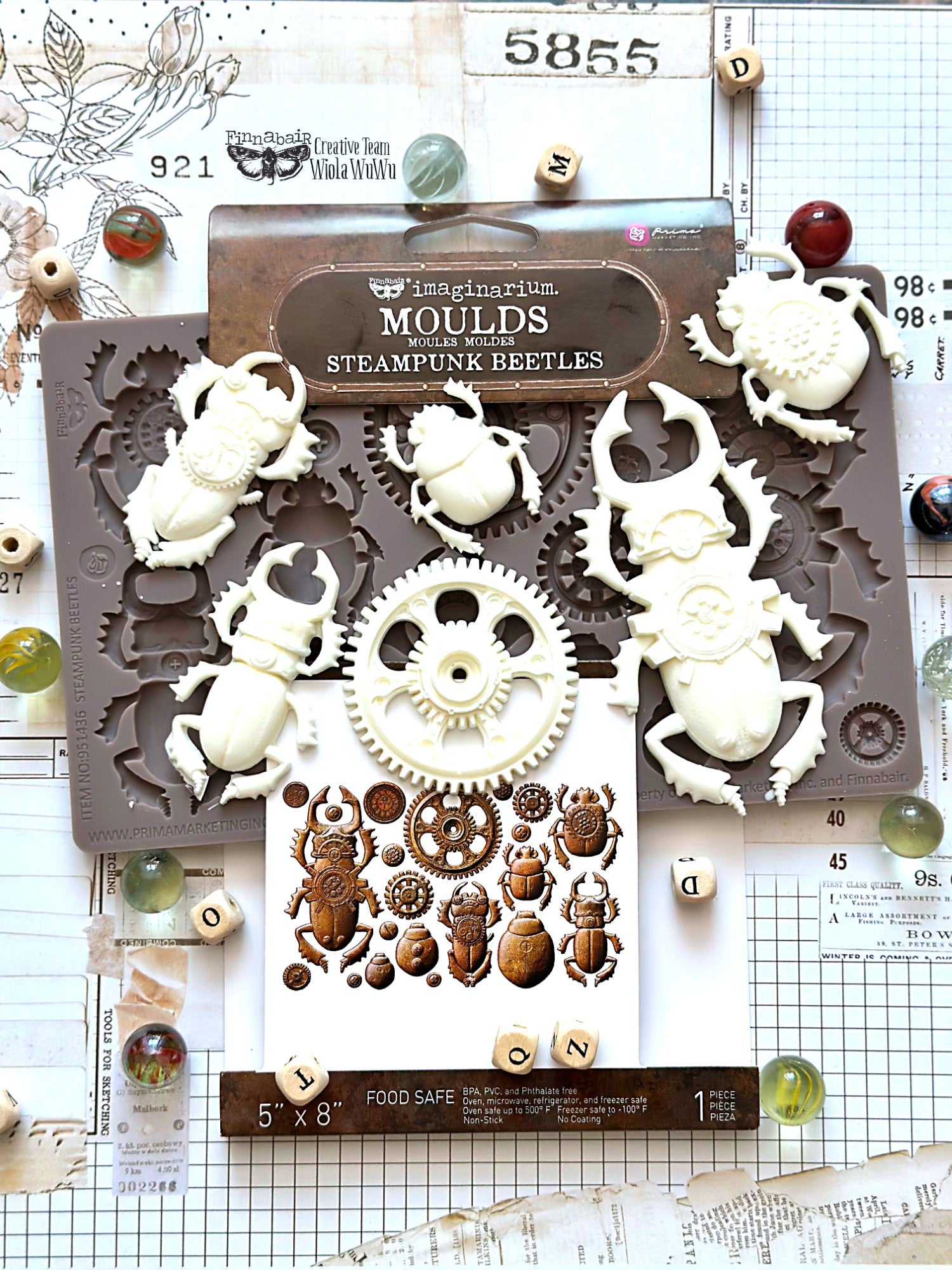 Prima - Finnabair Decor Mould - Steampunk Beetles