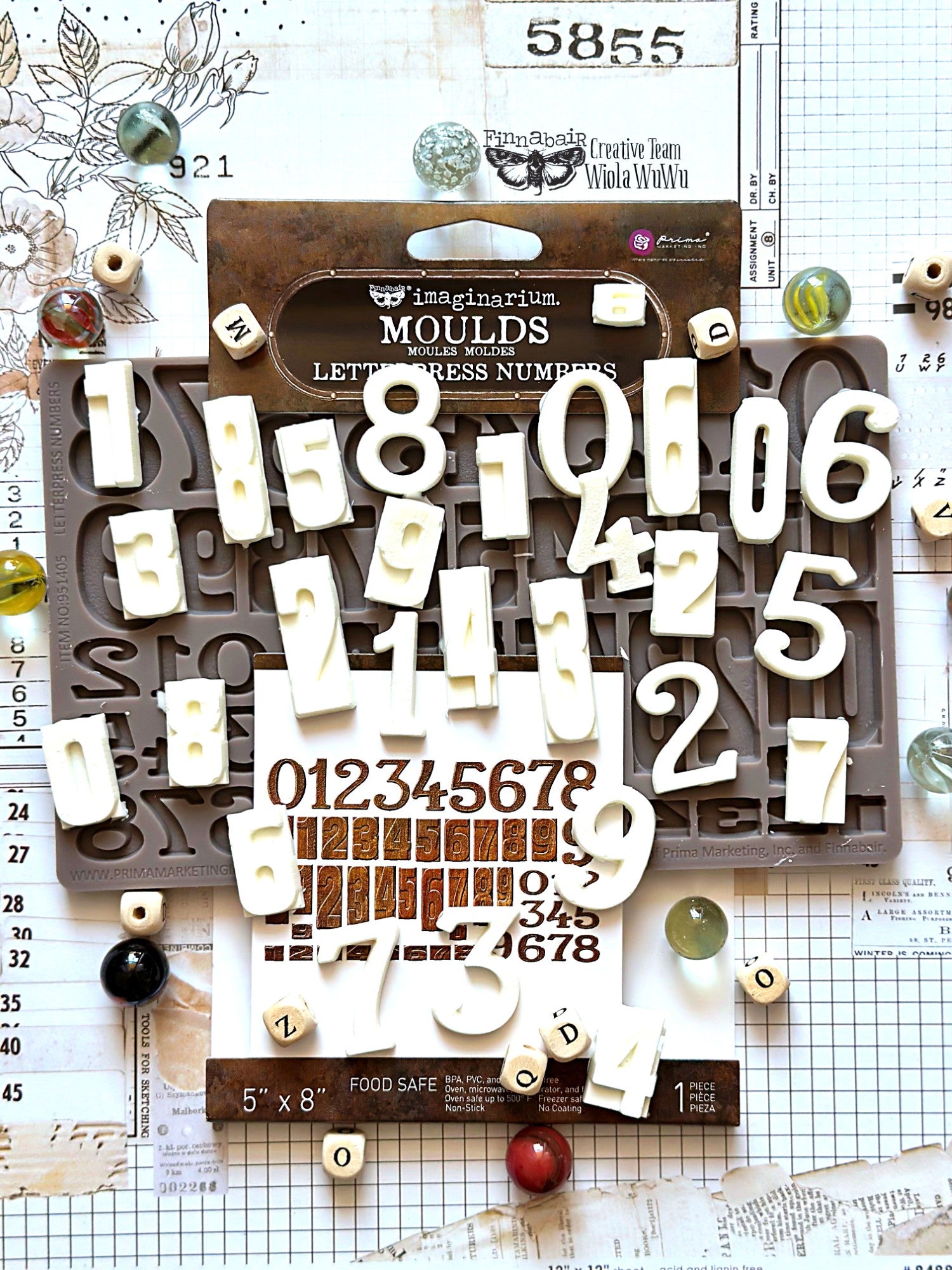 Prima - Finnabair Decor Mould - Letterpress Numbers