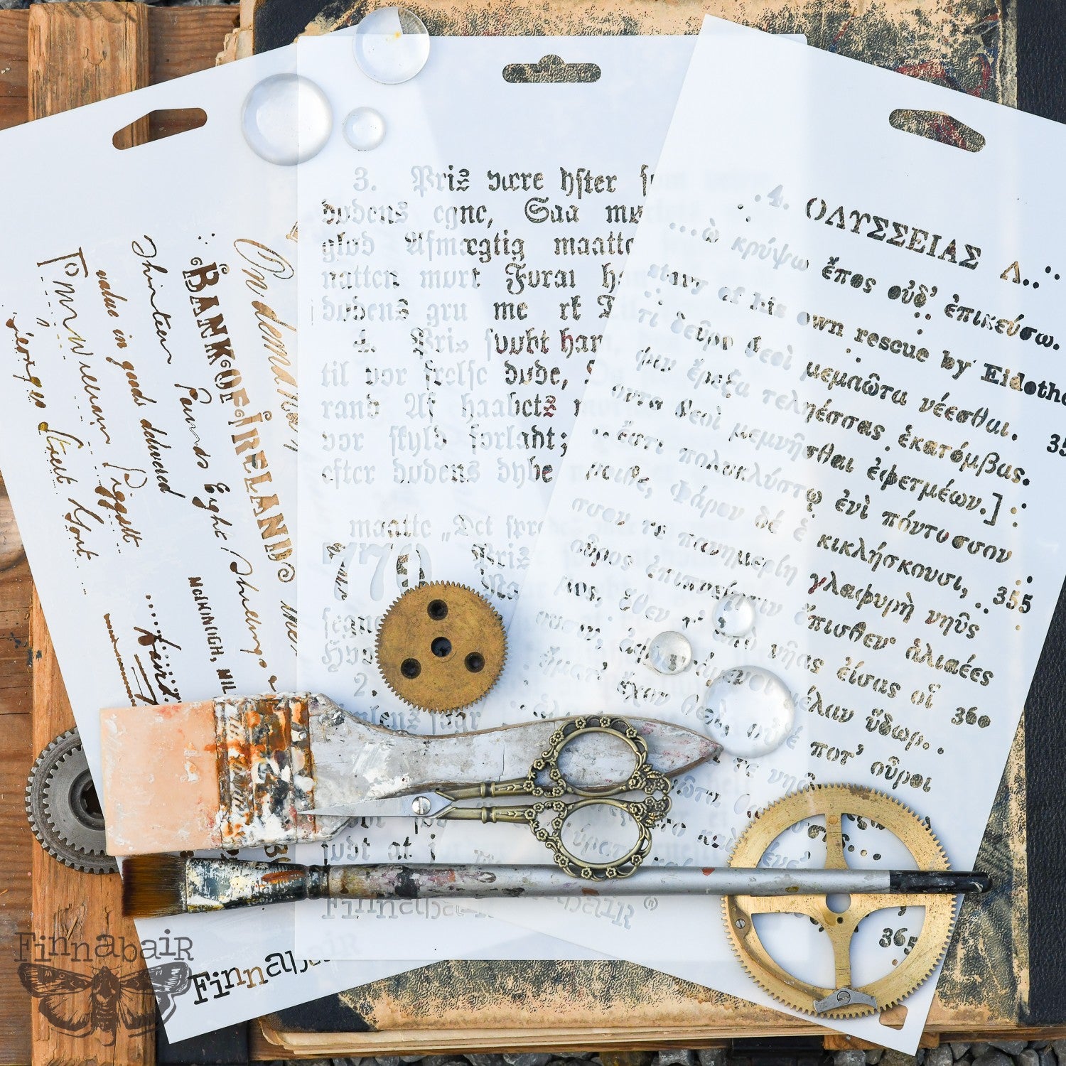 Prima - Finnabair - Elementals Stencil Set - Old Pages