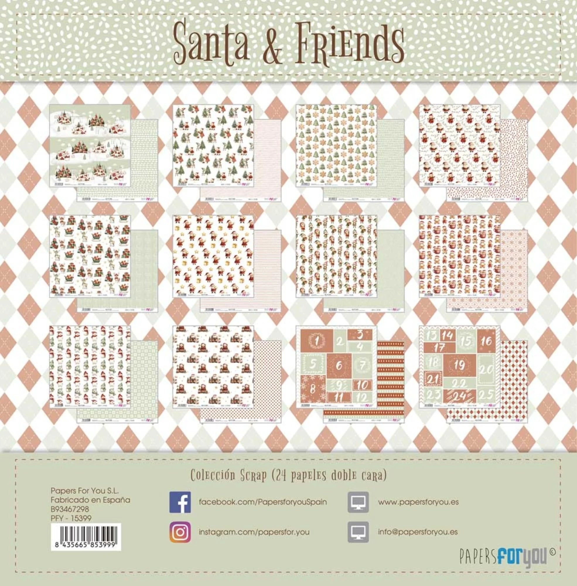 Papers for you - Santa & Friends - Paper Pack -  8 x 8"