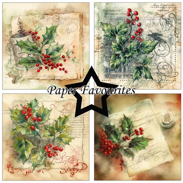 Paper Favourites - Vintage Holly - Paper Pack    6 x 6"