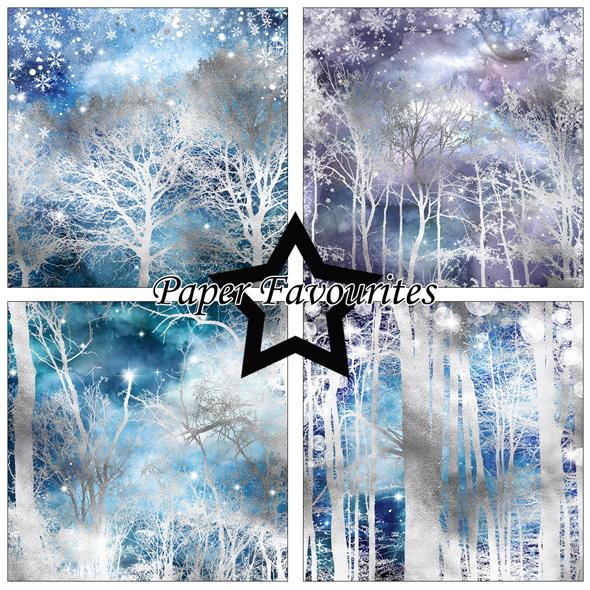 Paper Favourites - Silver Trees - Paper Pack    6 x 6"