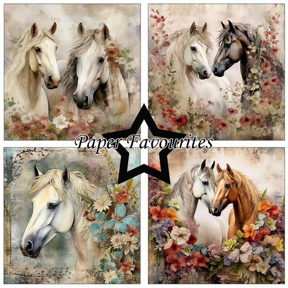 Paper Favourites - Horses and Flowers - Paper Pack    6 x 6"