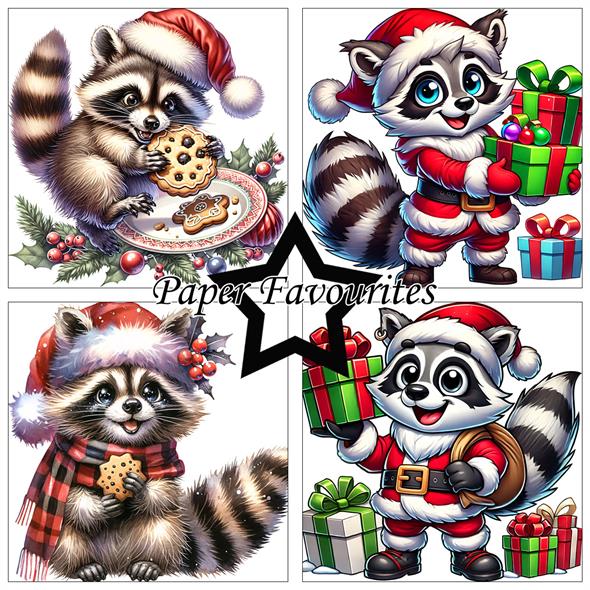 Paper Favourites - Christmas Racoons - Paper Pack    6 x 6"