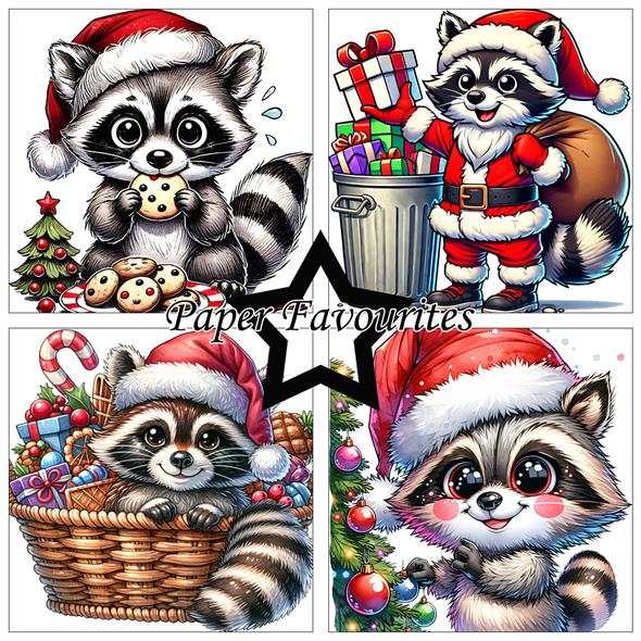 Paper Favourites - Christmas Racoons - Paper Pack    6 x 6"