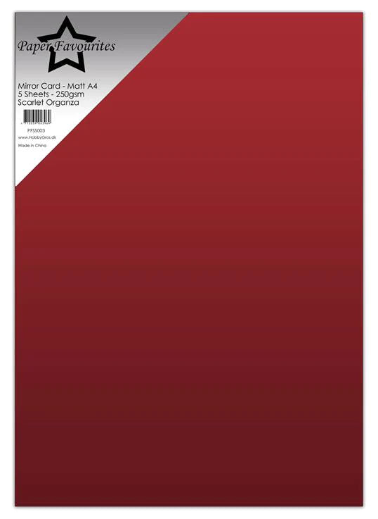 Paper Favourites - Mirror Card - Foil - Matt - Scarlet Organza  A4 - 5 pk