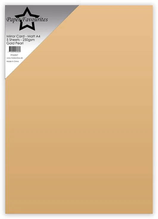 Paper Favourites - Mirror Card - Foil - Matt - Gold Pearl  - A4 -5 pk