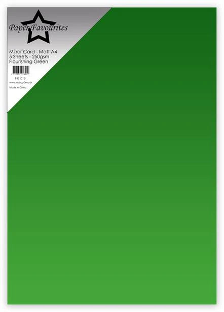 Paper Favourites - Mirror Card - Foil - Matt - Flourishing green   A4 -5 pk