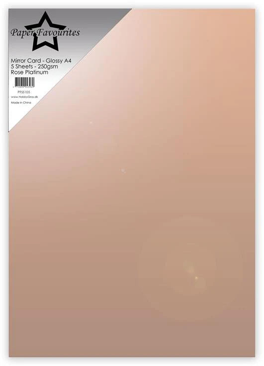 Paper Favourites - Mirror Card - Foil - Gloss - Rose Platinum   A4 -5pk