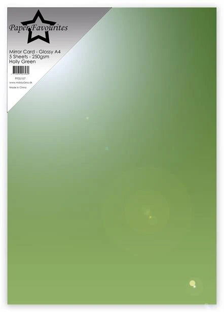 Paper Favourites - Mirror Card - Foil - Gloss - Holly Green  A4 -5pk
