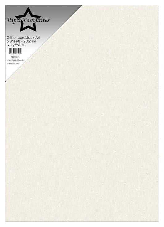 Paper Favourites - Glitter Cardstock - Ivory/White - A4 5 pk