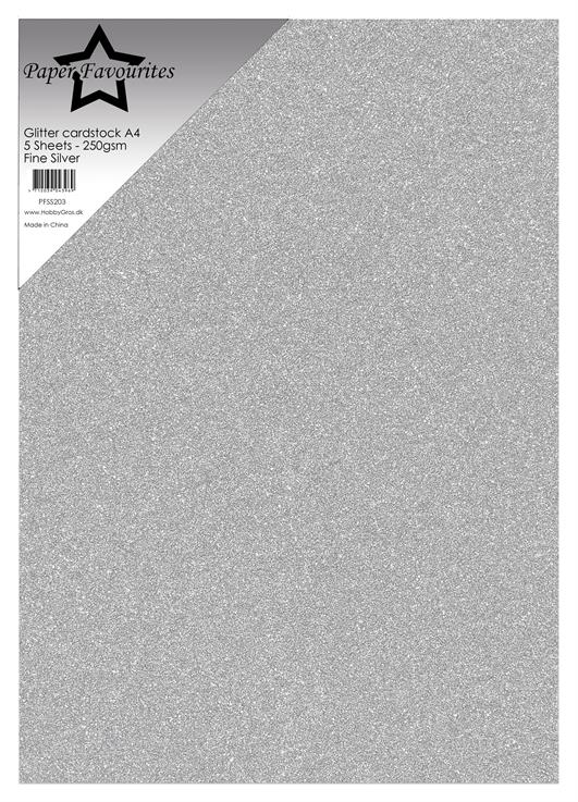 Paper Favourites - Glitter Cardstock -  Fine Silver - A4 5 pk
