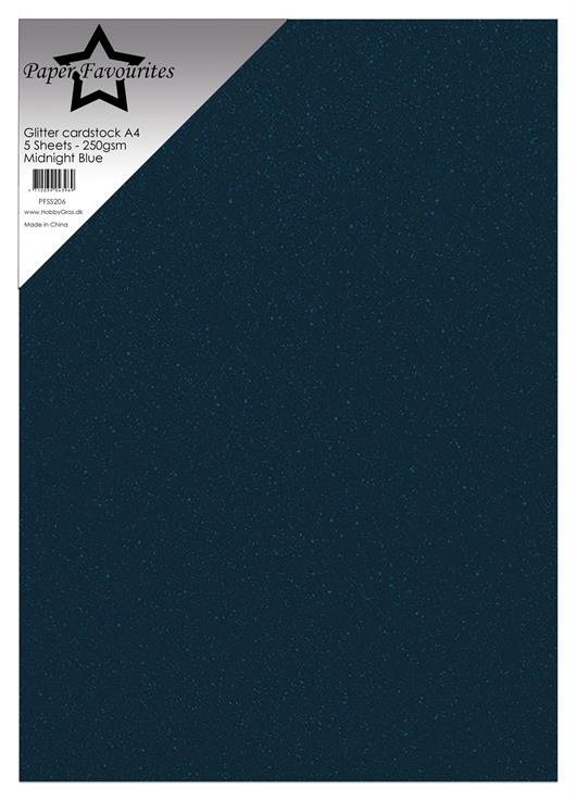 Paper Favourites - Glitter Cardstock - Midnight Blue A4 -5 pk