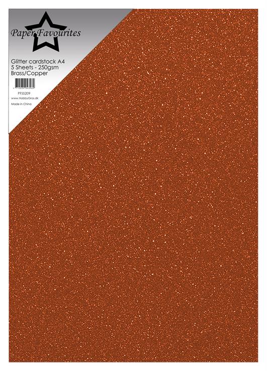 Paper Favourites - Glitter Cardstock - Brass/Copper A4 -5 pk