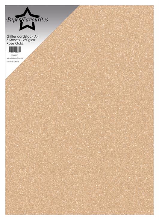 Paper Favourites - Glitter Cardstock - Rose Gold A4 -5 pk