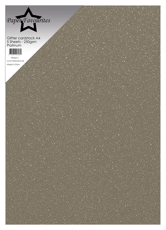Paper Favourites - Glitter Cardstock - Platinum A4 -5 pk
