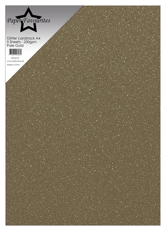 Paper Favourites - Glitter Cardstock - Pale Gold A4 -5 pk