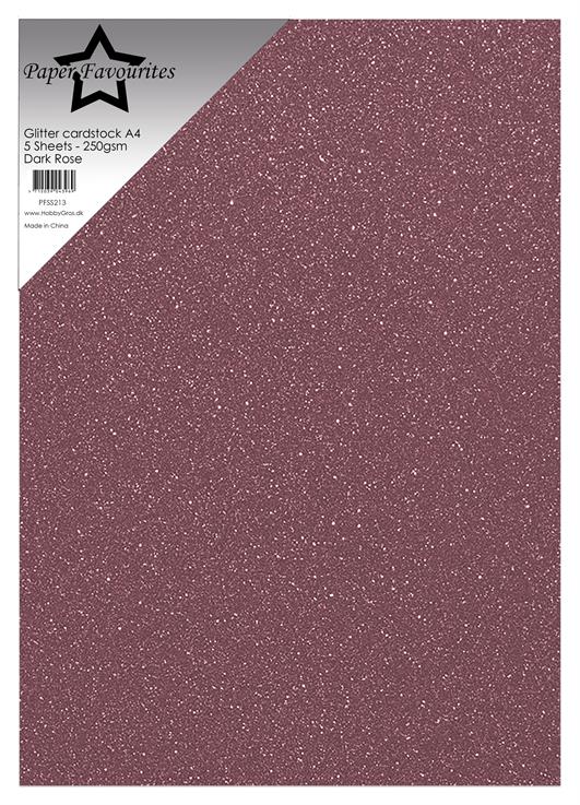 Paper Favourites - Glitter Cardstock - Dark Rose A4 -5 pk