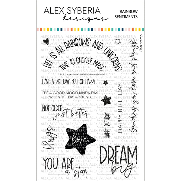 Alex Syberia Designs - Clear stamp set - Rainbow Sentiments - A6