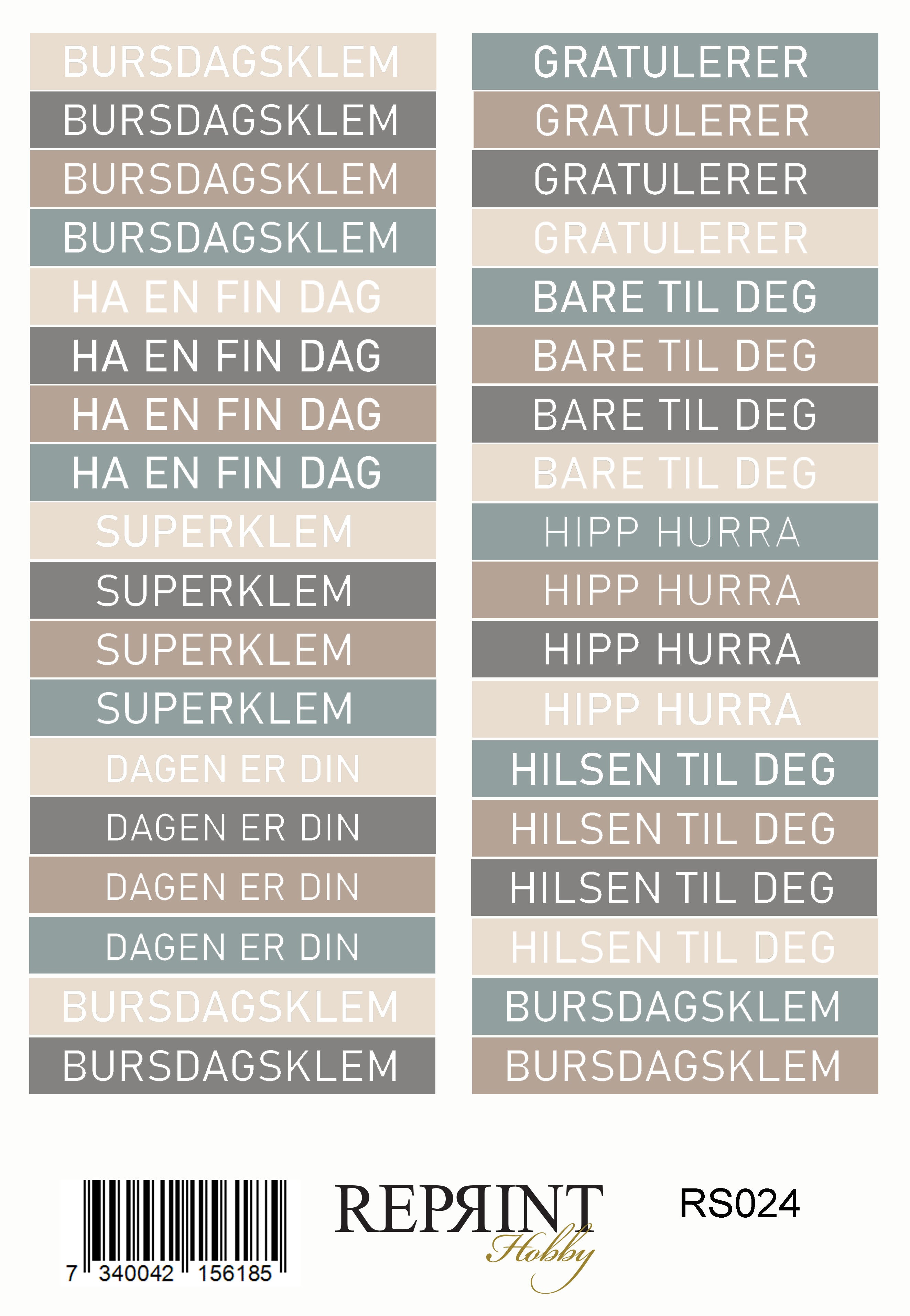 Reprint -  Cozy Season - Text Norsk - Paper Stickers