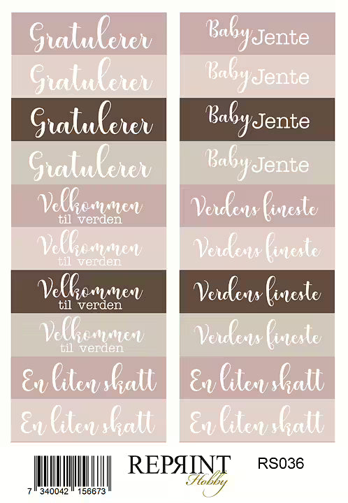 Reprint -  Happiness - baby girl - Text Norsk - Paper Stickers