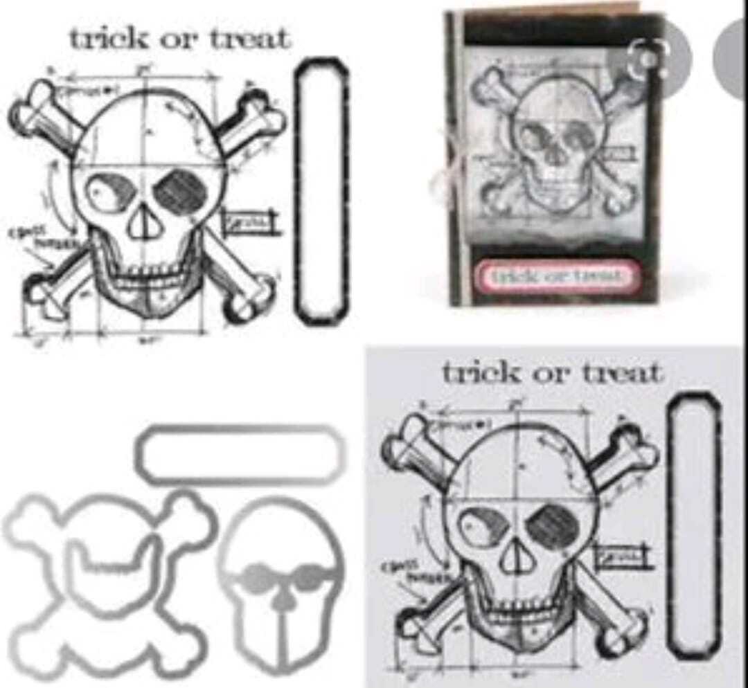 Tim Holtz Alterations - Framelits Die Set w/Stamps - Skull Blueprint